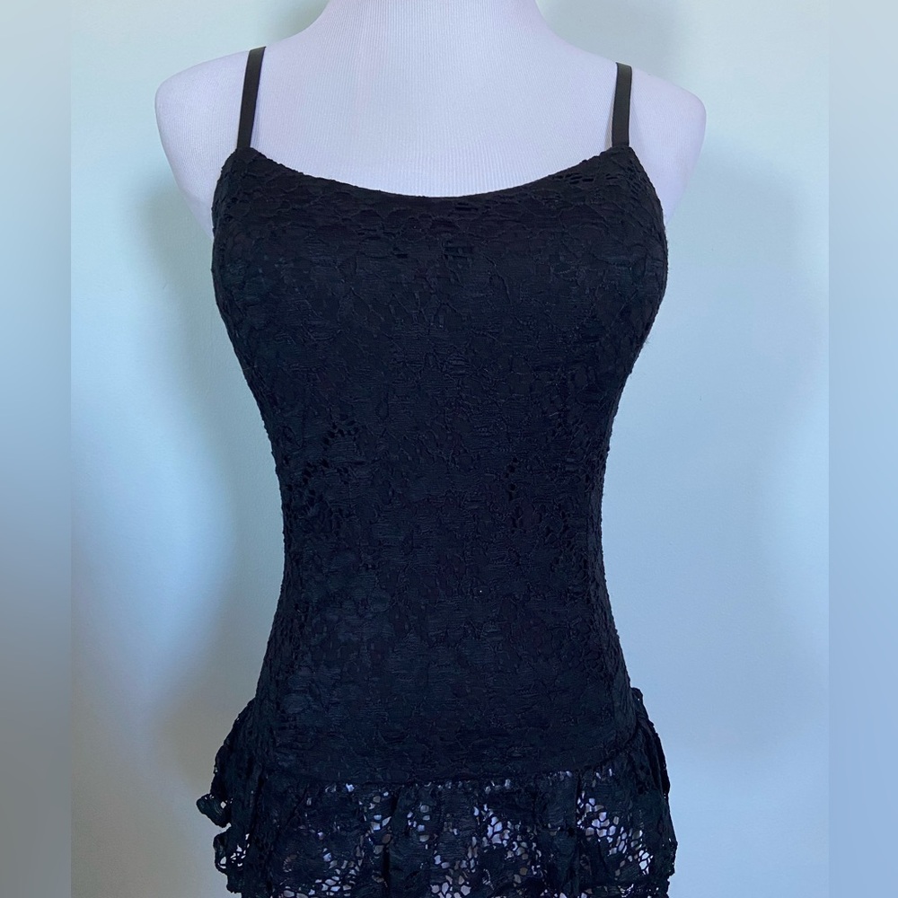Black Tank Top with Lace Bottom
